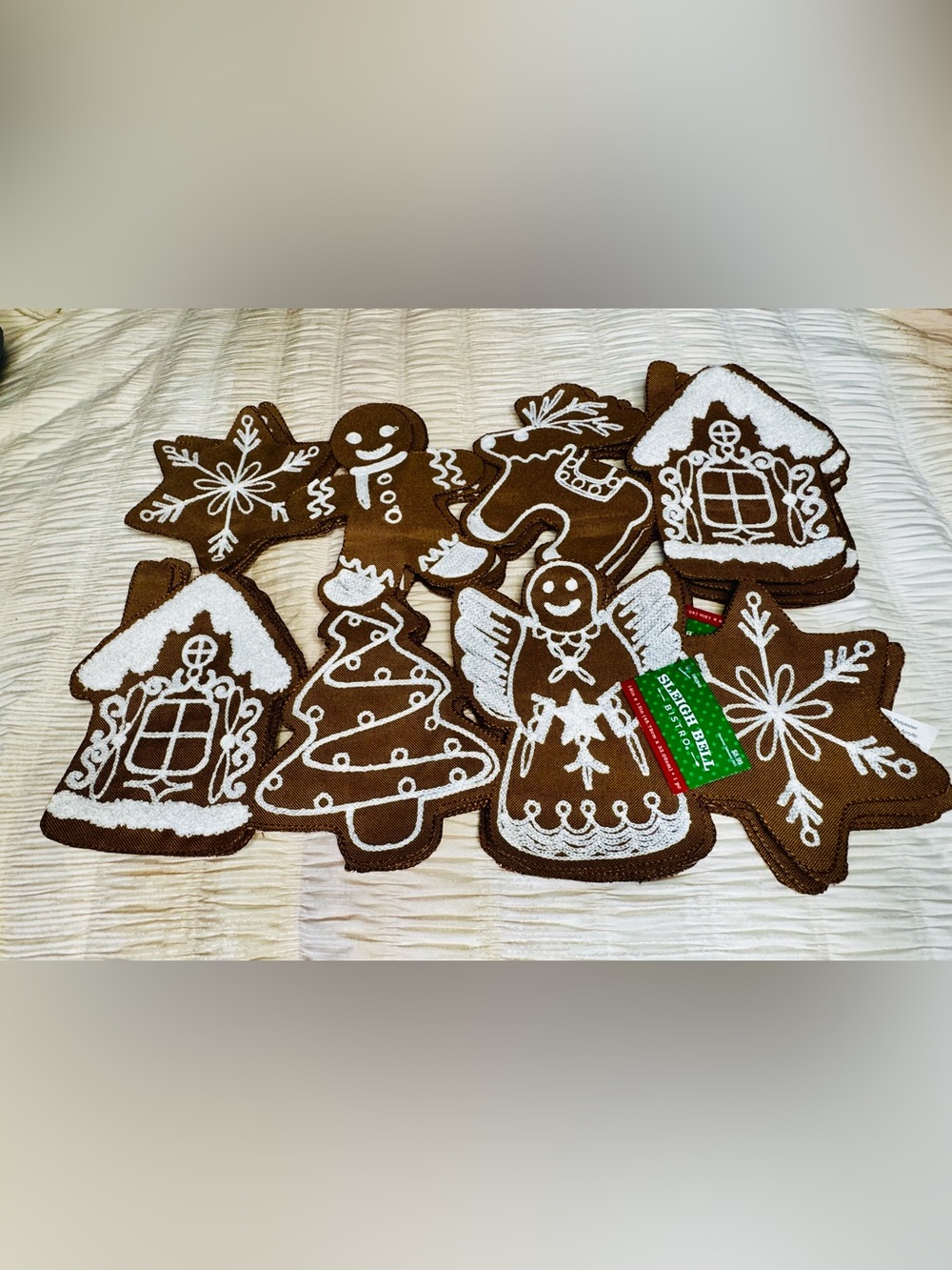 Gingerbread Holiday Placemats - Brown with White Trim